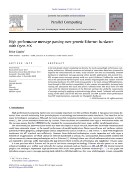 High-Performance Message-Passing Over Generic Ethernet Hardware with Open-MX ⇑ Brice Goglin