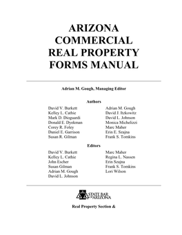 Arizona Commercial Real Property Forms Manual