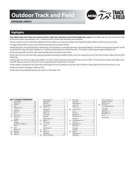 Outdoor Track and Field DIVISION I MEN’S