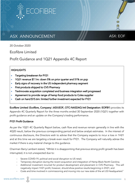 Asx Announcement Asx: Eof