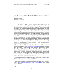 Ahmadinejad Comes to Columbia: the Perils of Standing up for the Gays Katherine Franke† Columbia Law School on August 1, 2009