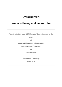 Women, Theory and Horror Film