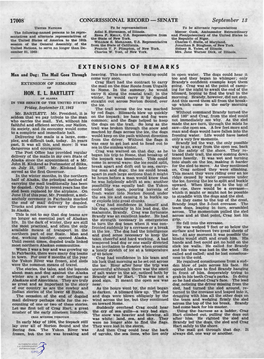 HON. E. L. BARTLETT Carry It Along the Coastal Trail; in the Blizzard, Hoping to Find the Trail in the of ALASKA Winter, He Would Carry It by Dogsled Morning