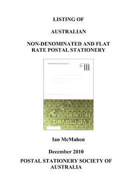 Listing of Australian Non-Denominated and Flat