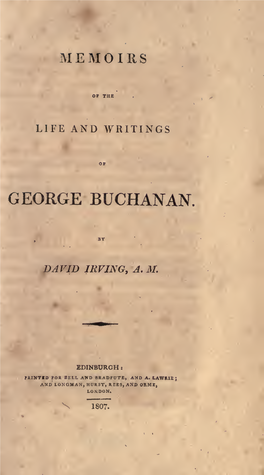 Memoirs of the Life and Writings of George Buchanan