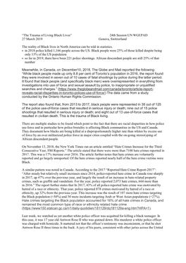 “The Trauma of Living Black Lives” 24Th Session UN WGEPAD 27 March 2019 Geneva, Switzerland