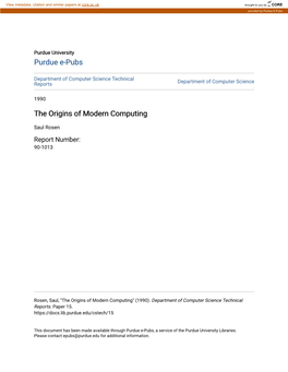 The Origins of Modern Computing
