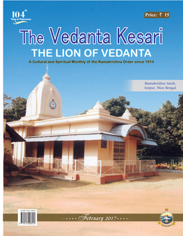 THE LION of VEDANTA a Cultural and Spiritual Monthly of the Ramakrishna Order Since 1914