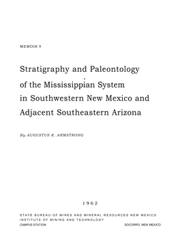 Stratigraphy and Paleontology of the Mississippian System In