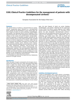 EASL Clinical Practice Guidelines for the Management of Patients with Decompensated Cirrhosisq