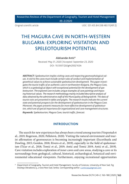 The Magura Cave in North-Western Bulgaria: Exploring Visitation and Speleotourism Potential