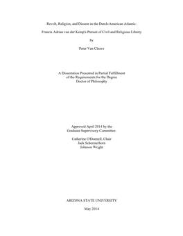 Revolt, Religion, and Dissent in the Dutch-American Atlantic: Francis Adrian Van Der Kemp's Pursuit of Civil and Religious Libe