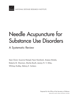 Needle Acupuncture for Substance Use Disorders a Systematic Review