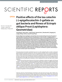 Epigallocatechin-3-Gallate on Gut Bacteria and Fitness Of