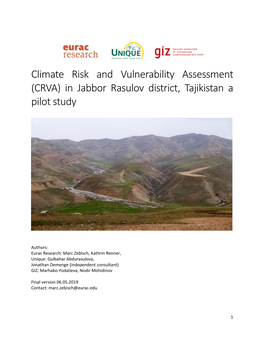 Climate Risk and Vulnerability Assessment (CRVA) in Jabbor Rasulov District, Tajikistan a Pilot Study