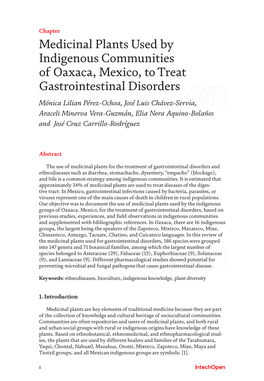 Medicinal Plants Used by Indigenous Communities of Oaxaca, Mexico, To