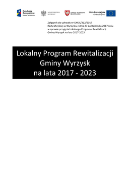 Lokalny Program Rewitalizacji Gminy Wyrzysk Na Lata 2017 - 2023