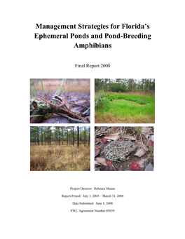 Management Strategies for Florida's Ephemeral Ponds and Pond-Breeding Amphibians