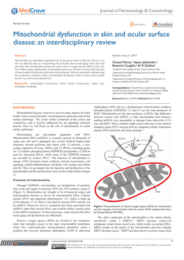 Mitochondrial Dysfunction in Skin and Ocular Surface Disease: an Interdisciplinary Review