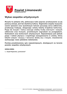 Wykaz Zespołów Artystycznych