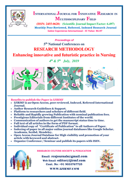 RESEARCH METHODOLOGY Enhancing Innovative and Futuristic Practice in Nursing