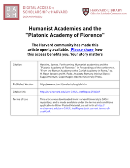 Humanist Academies and the 