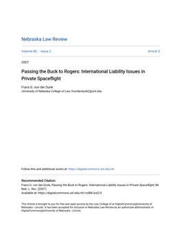 International Liability Issues in Private Spaceflight