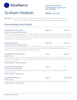 Graham Hodson Editor A​ Vid, FCP