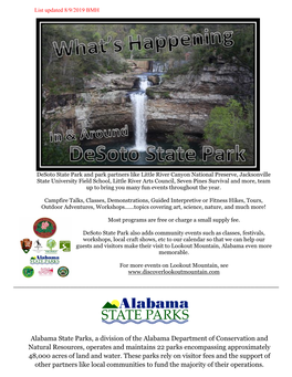 Desoto State Park~Fort Payne, Alabama #Desotostatepark Contacts for Event Planning/Programs