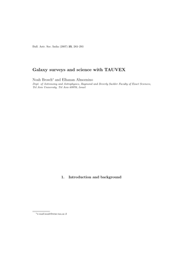 Galaxy Surveys and Science with TAUVEX