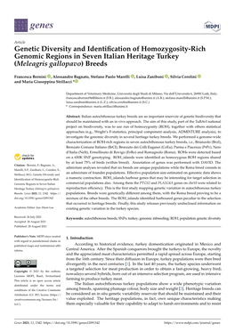 Genetic Diversity and Identification of Homozygosity-Rich