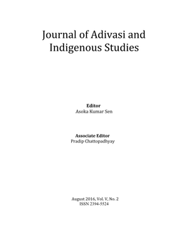 Journal of Adivasi and Indigenous Studies (JAIS) Vol