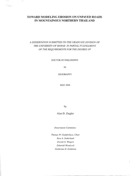 Toward Modeling Erosion on Unpaved Roads in Mountainous Northern Thailand