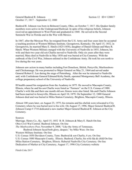 General Bushrod R. Johnson Section 12 ID # 120017 October 17, 1817 – September 12, 1880