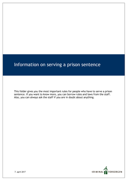 Information on Serving a Prison Sentence