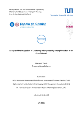 Analysis of the Integration of Carsharing Interoperability Among Operators in the City of Munich