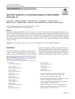 Spasmodic Dysphonia As a Presenting Symptom of Spinocerebellar Ataxia Type 12