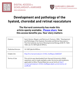 Development and Pathology of the Hyaloid, Choroidal and Retinal Vasculature