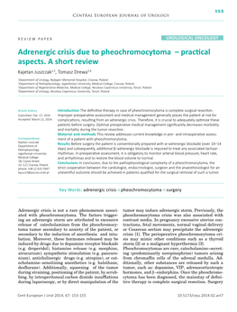 Adrenergic Crisis Due to Pheochromocytoma – Practical Aspects