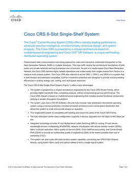 Cisco CRS 8-Slot Single-Shelf System