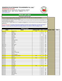 2020 Ecuagenera Tropical Plant List, PDF Format