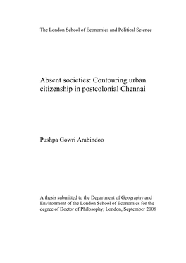 Contouring Urban Citizenship in Postcolonial Chennai