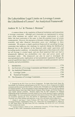 Do Labyrinthine Legal Limits on Leverage Lessen the Likelihood of Losses? an Analytical Framework^