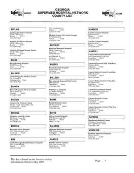 Georgia Supermed Hospital Network County List