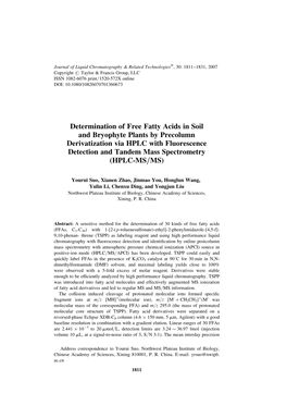 Determination of Free Fatty Acids in Soil and Bryophyte Plants By