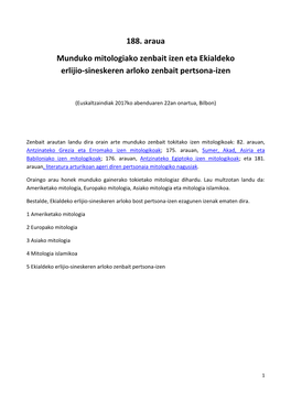 188. Araua Munduko Mitologiako Zenbait Izen Eta Ekialdeko Erlijio-Sineskeren Arloko Zenbait Pertsona-Izen