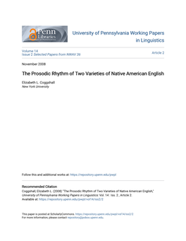 The Prosodic Rhythm of Two Varieties of Native American English