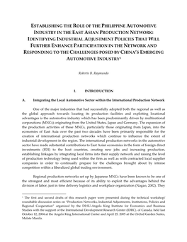 Establishing the Role of the Philippine Automotive