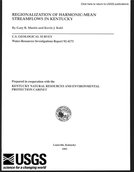 Regionalization of Harmonic-Mean Streamflows in Kentucky