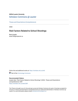Risk Factors Related to School Shootings
